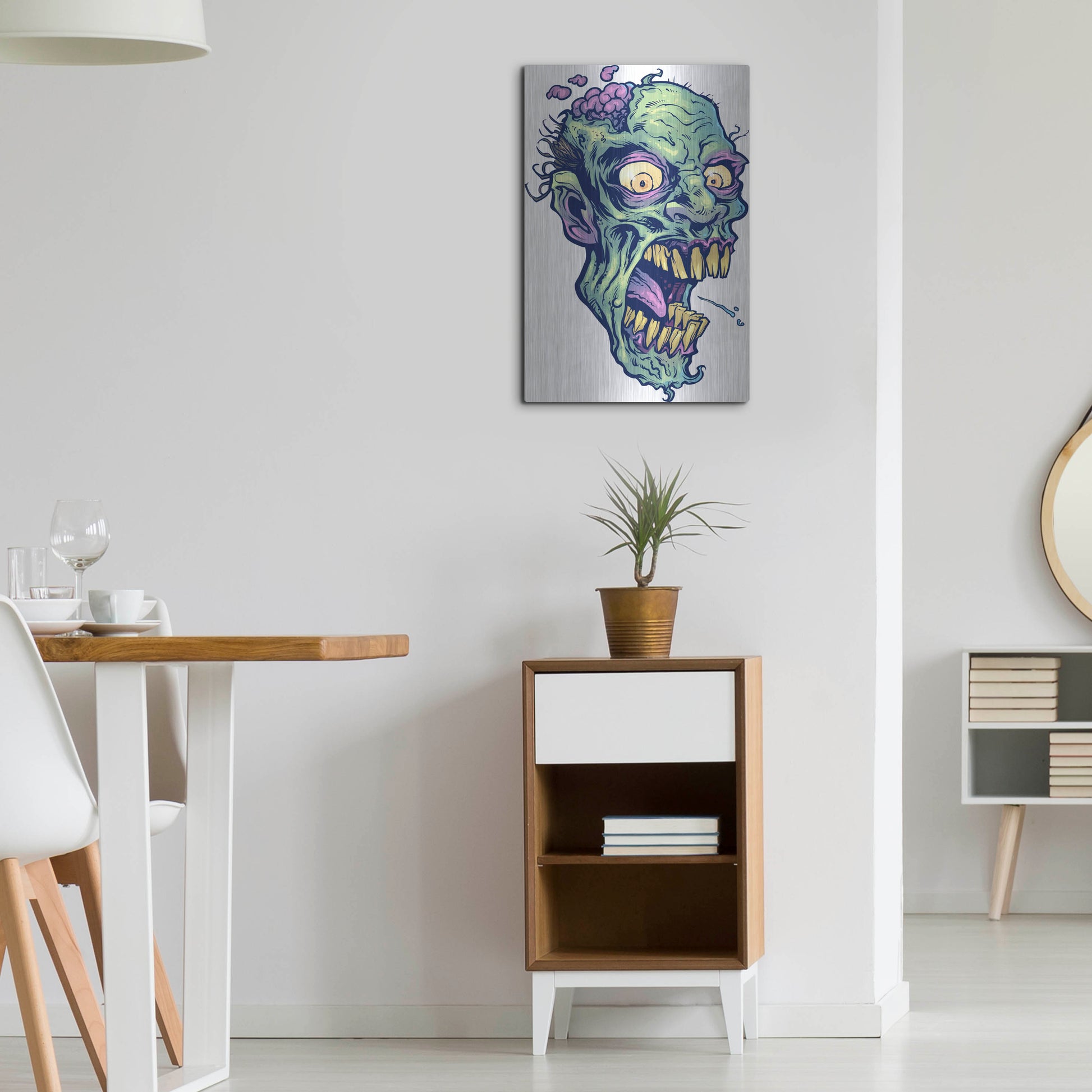 Luxe Metal Art 'Zombie Pattern Head 14' by Flyland Designs, Metal Wall Art,16x24