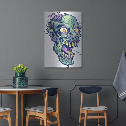 Luxe Metal Art 'Zombie Pattern Head 14' by Flyland Designs, Metal Wall Art,24x36