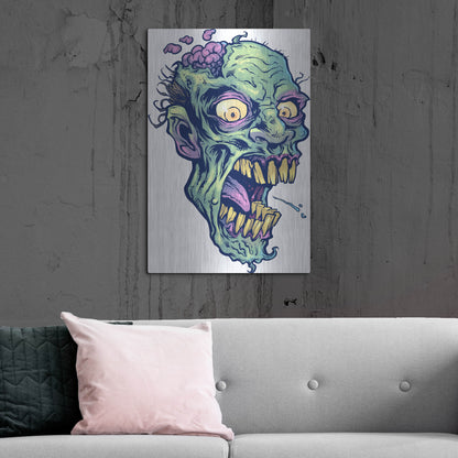 Luxe Metal Art 'Zombie Pattern Head 14' by Flyland Designs, Metal Wall Art,24x36