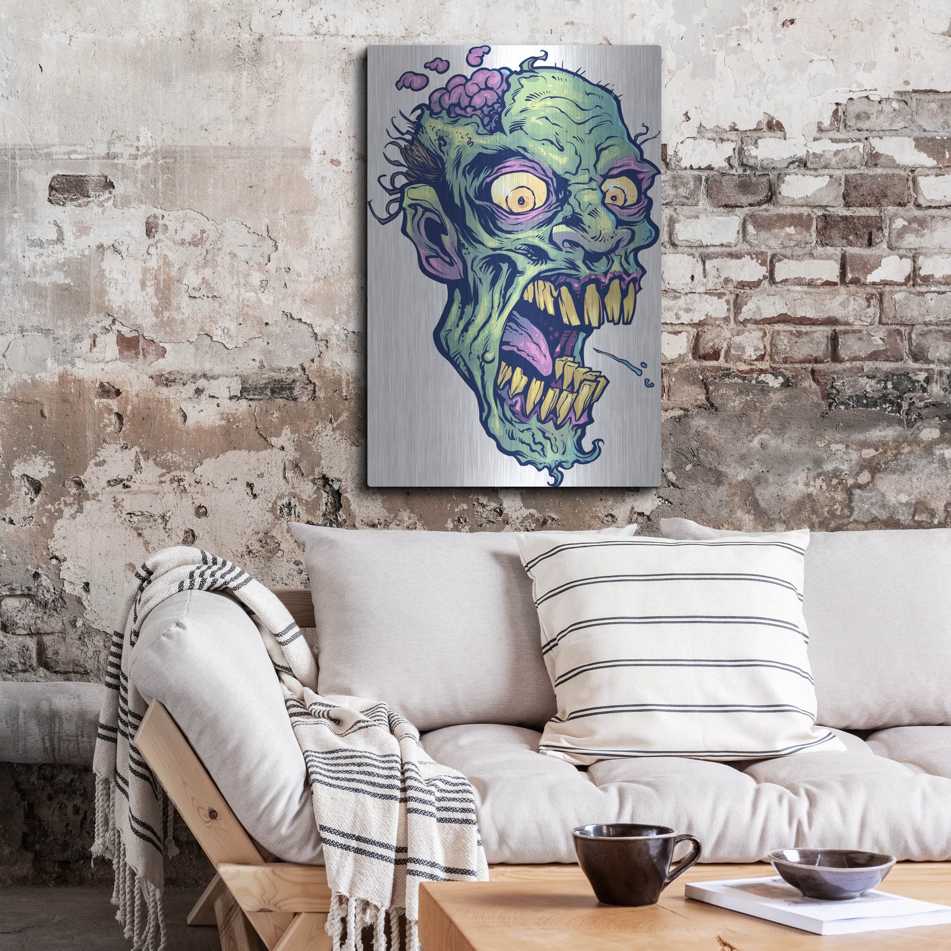 Luxe Metal Art 'Zombie Pattern Head 14' by Flyland Designs, Metal Wall Art,24x36