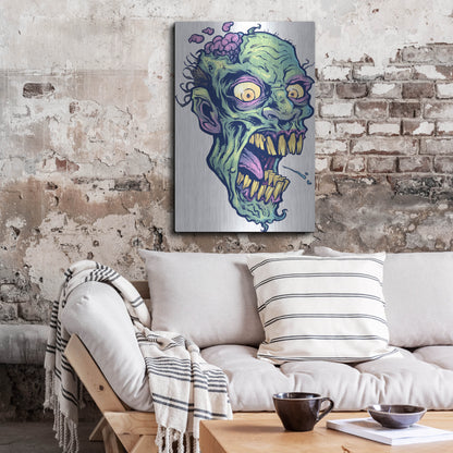 Luxe Metal Art 'Zombie Pattern Head 14' by Flyland Designs, Metal Wall Art,24x36