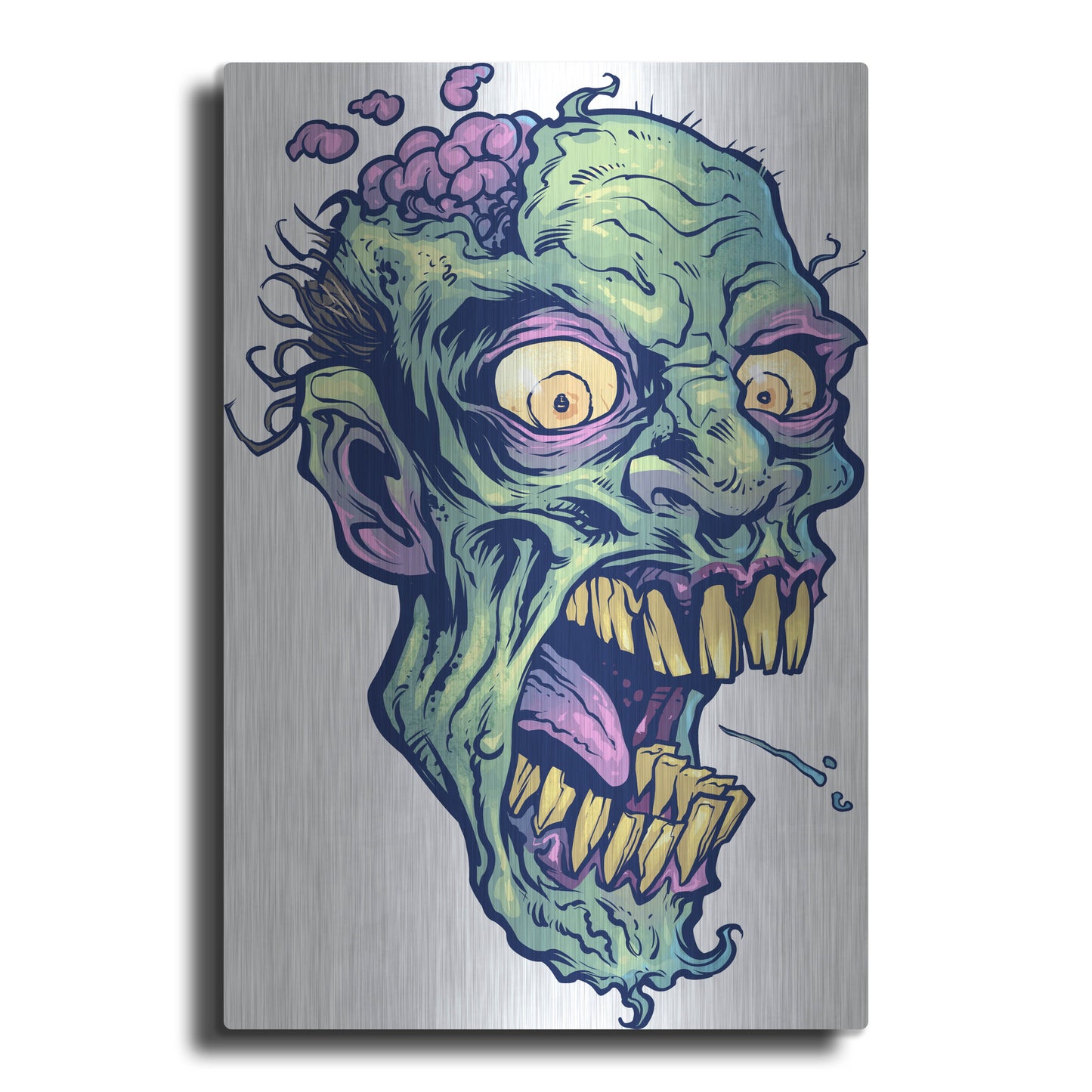 Luxe Metal Art 'Zombie Pattern Head 14' by Flyland Designs, Metal Wall Art