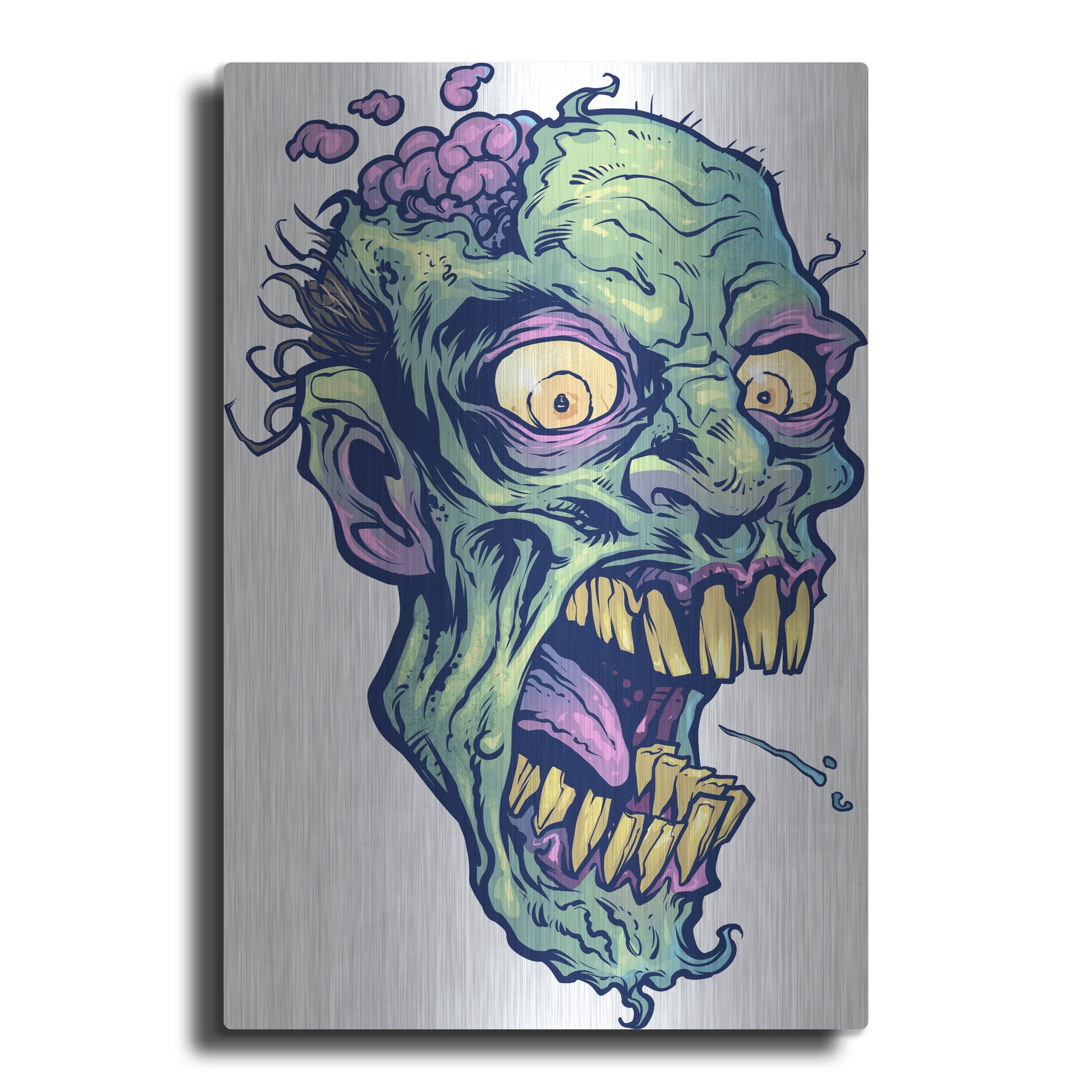 Luxe Metal Art 'Zombie Pattern Head 14' by Flyland Designs, Metal Wall Art