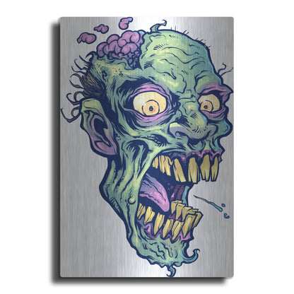 Luxe Metal Art 'Zombie Pattern Head 14' by Flyland Designs, Metal Wall Art