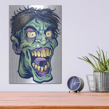 Luxe Metal Art 'Zombie Pattern Head 15' by Flyland Designs, Metal Wall Art,12x16