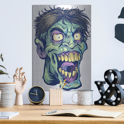 Luxe Metal Art 'Zombie Pattern Head 15' by Flyland Designs, Metal Wall Art,12x16