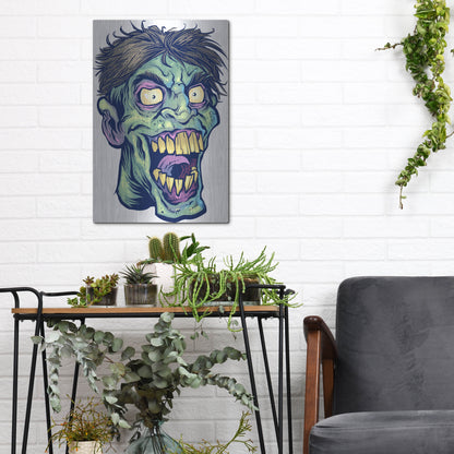 Luxe Metal Art 'Zombie Pattern Head 15' by Flyland Designs, Metal Wall Art,12x16