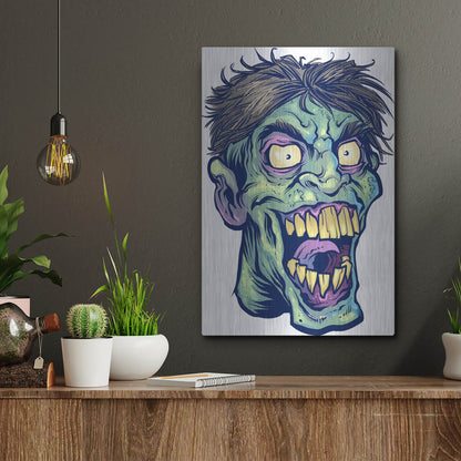Luxe Metal Art 'Zombie Pattern Head 15' by Flyland Designs, Metal Wall Art,12x16