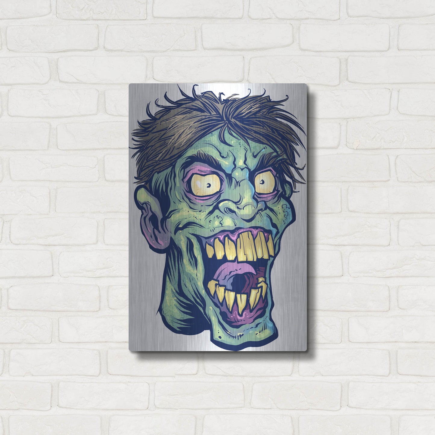 Luxe Metal Art 'Zombie Pattern Head 15' by Flyland Designs, Metal Wall Art,16x24