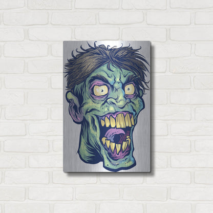 Luxe Metal Art 'Zombie Pattern Head 15' by Flyland Designs, Metal Wall Art,16x24