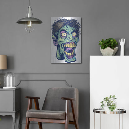 Luxe Metal Art 'Zombie Pattern Head 15' by Flyland Designs, Metal Wall Art,16x24