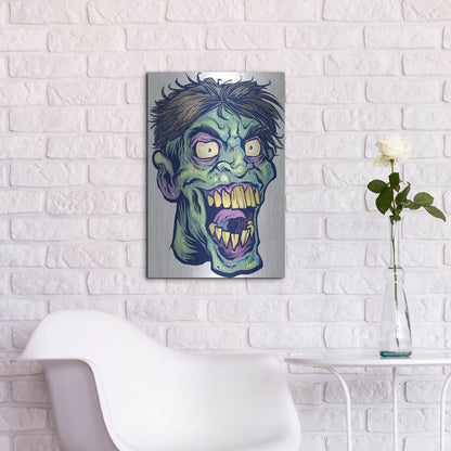 Luxe Metal Art 'Zombie Pattern Head 15' by Flyland Designs, Metal Wall Art,16x24