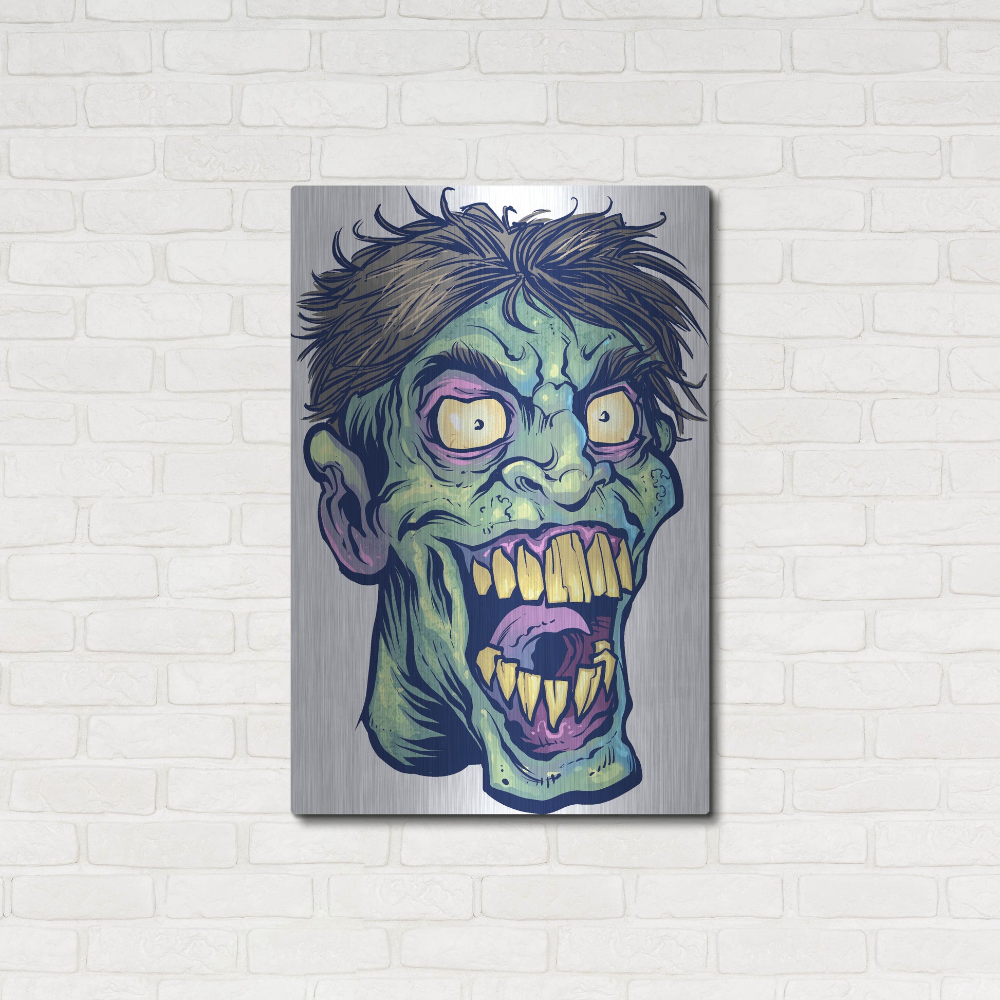 Luxe Metal Art 'Zombie Pattern Head 15' by Flyland Designs, Metal Wall Art,24x36
