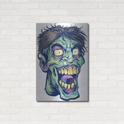Luxe Metal Art 'Zombie Pattern Head 15' by Flyland Designs, Metal Wall Art,24x36