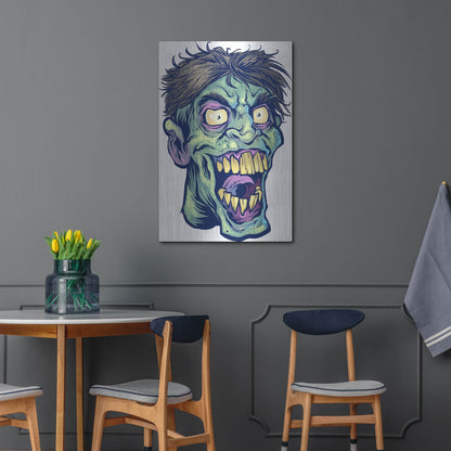Luxe Metal Art 'Zombie Pattern Head 15' by Flyland Designs, Metal Wall Art,24x36