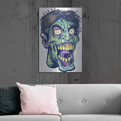 Luxe Metal Art 'Zombie Pattern Head 15' by Flyland Designs, Metal Wall Art,24x36