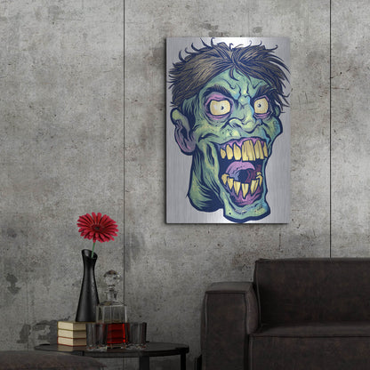 Luxe Metal Art 'Zombie Pattern Head 15' by Flyland Designs, Metal Wall Art,24x36
