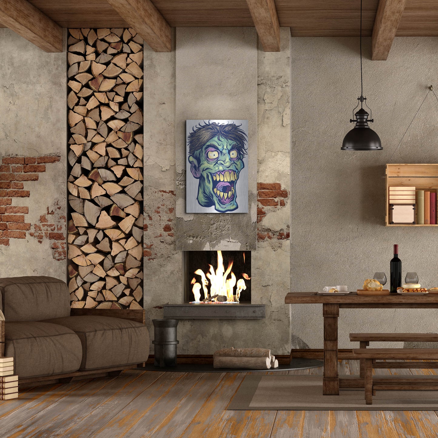 Luxe Metal Art 'Zombie Pattern Head 15' by Flyland Designs, Metal Wall Art,24x36