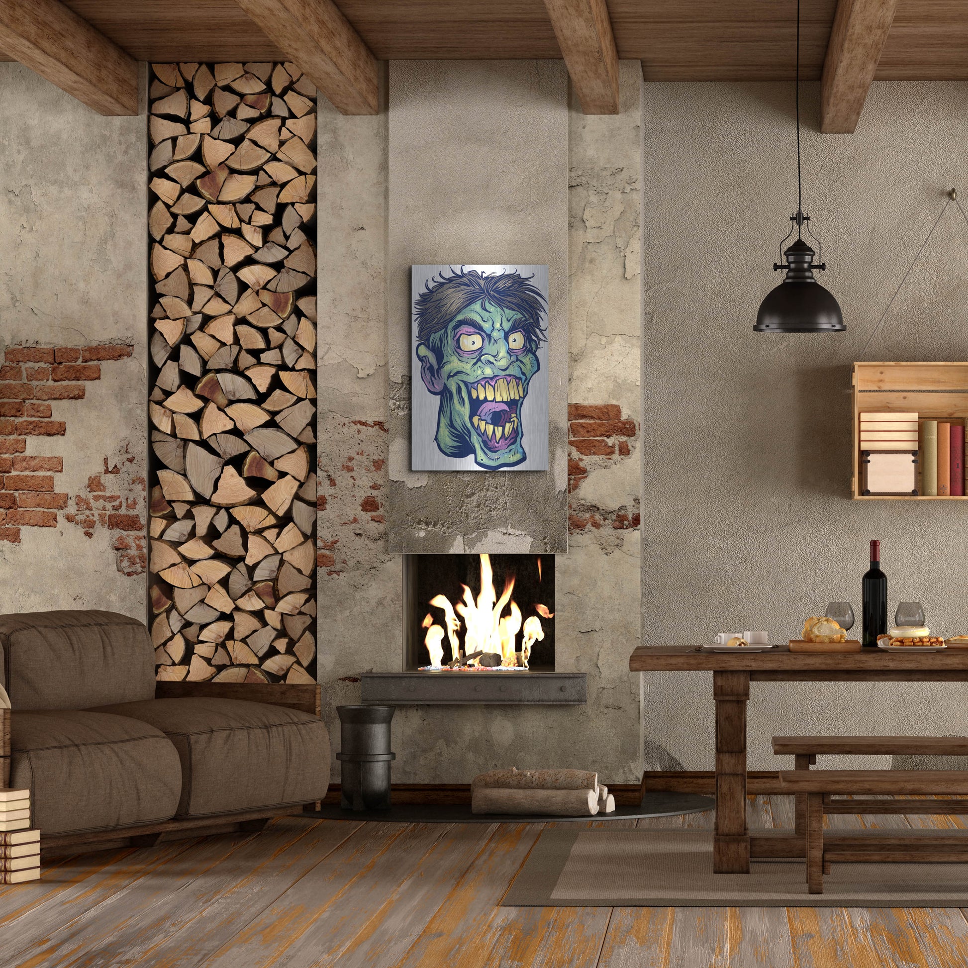 Luxe Metal Art 'Zombie Pattern Head 15' by Flyland Designs, Metal Wall Art,24x36