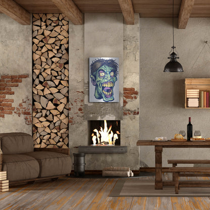 Luxe Metal Art 'Zombie Pattern Head 15' by Flyland Designs, Metal Wall Art,24x36