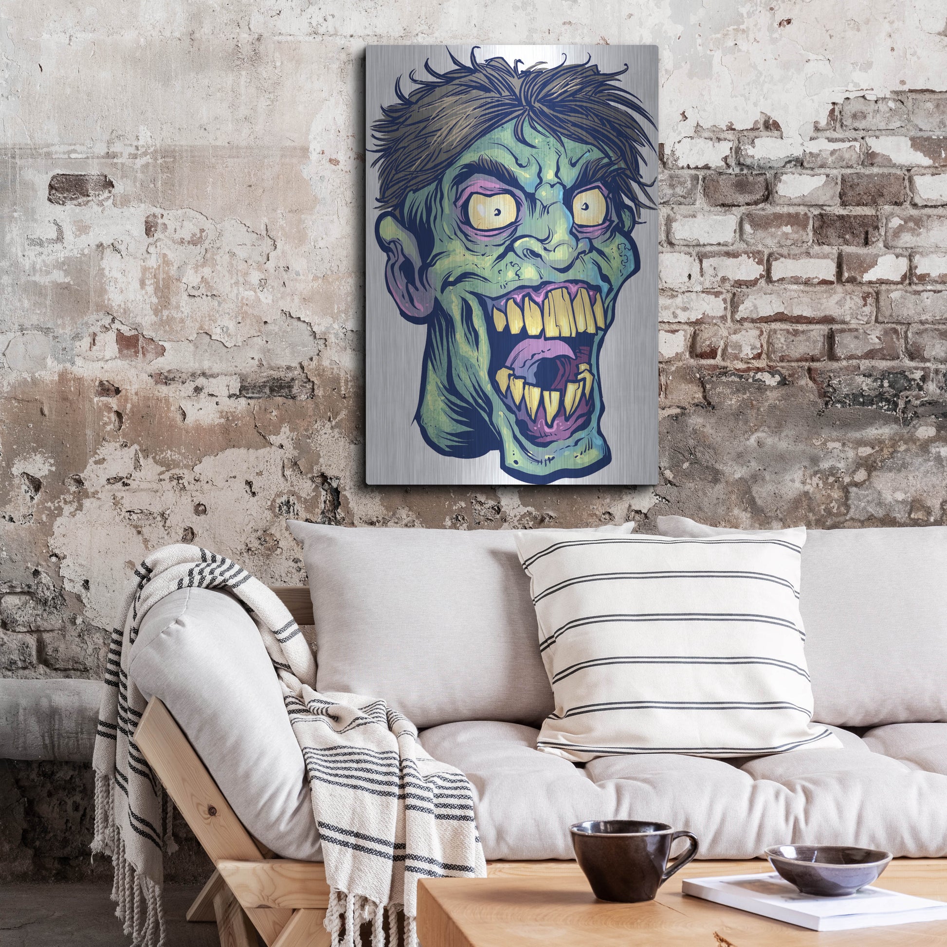 Luxe Metal Art 'Zombie Pattern Head 15' by Flyland Designs, Metal Wall Art,24x36