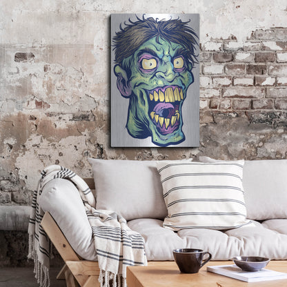 Luxe Metal Art 'Zombie Pattern Head 15' by Flyland Designs, Metal Wall Art,24x36