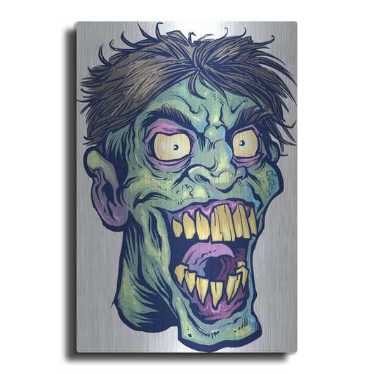 Luxe Metal Art 'Zombie Pattern Head 15' by Flyland Designs, Metal Wall Art