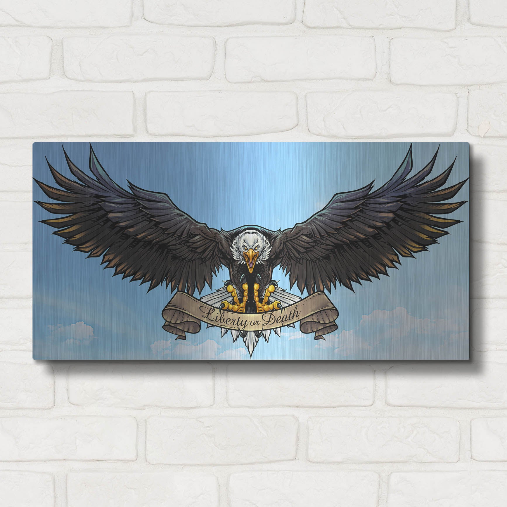 Luxe Metal Art 'American Eagle Sky' by Flyland Designs, Metal Wall Art,24x12