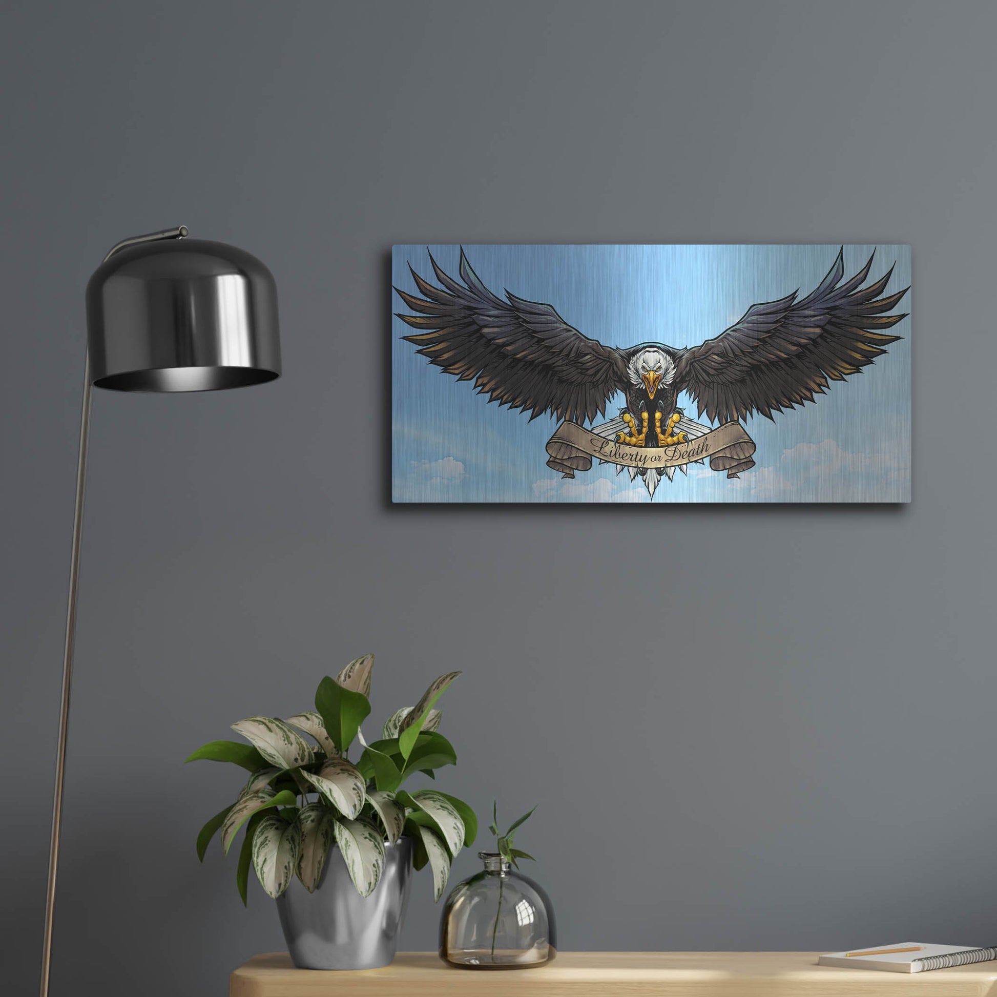Luxe Metal Art 'American Eagle Sky' by Flyland Designs, Metal Wall Art,24x12