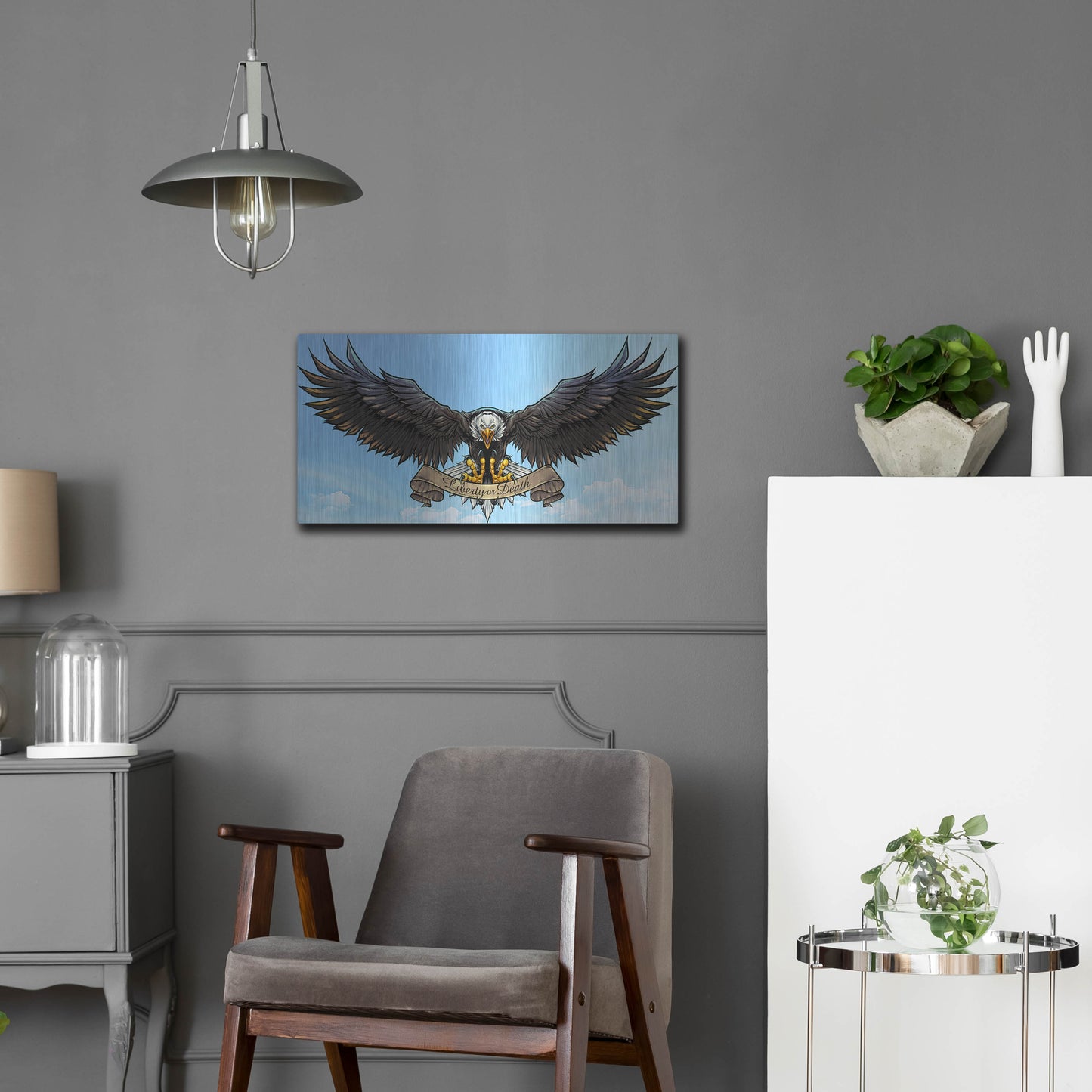 Luxe Metal Art 'American Eagle Sky' by Flyland Designs, Metal Wall Art,24x12