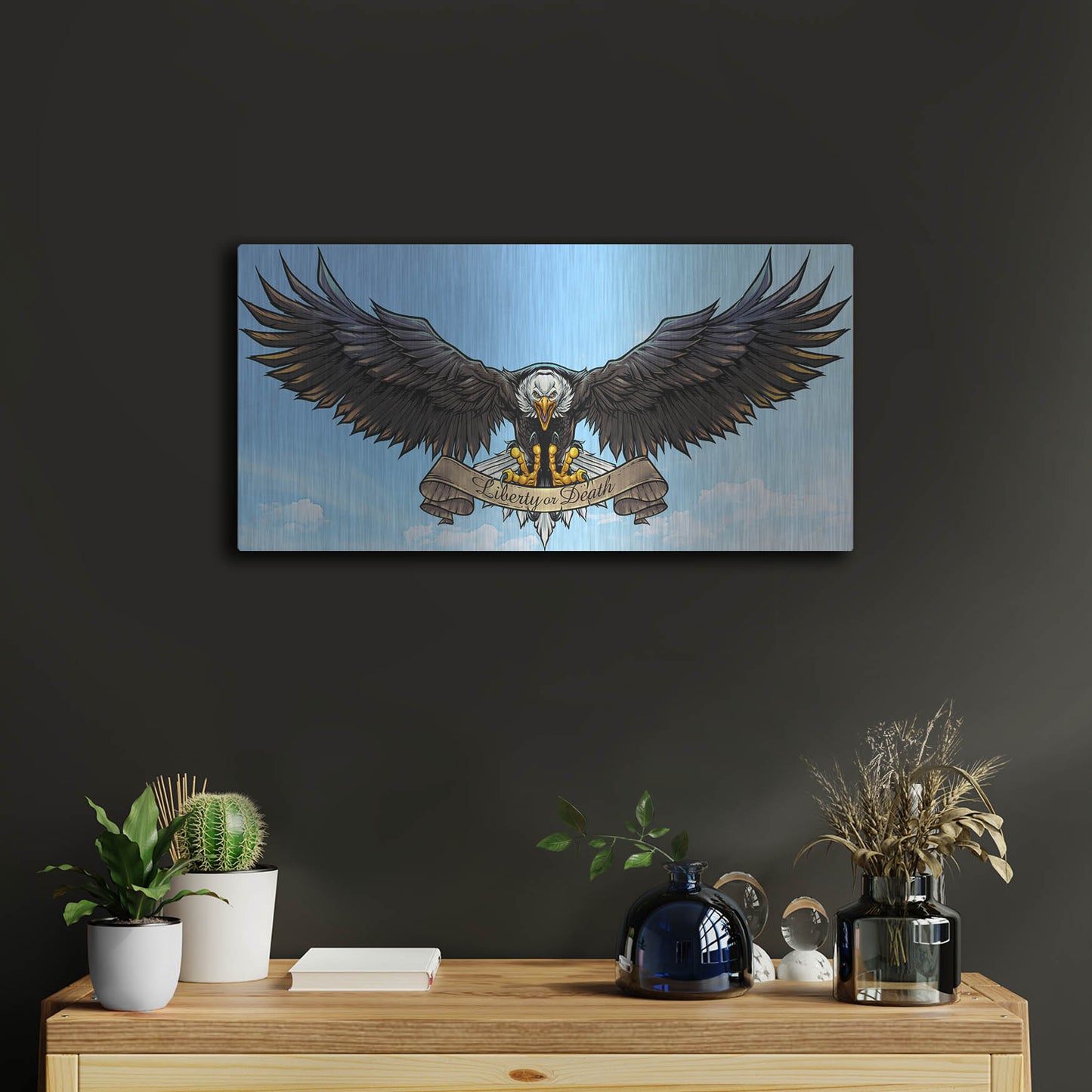 Luxe Metal Art 'American Eagle Sky' by Flyland Designs, Metal Wall Art,24x12
