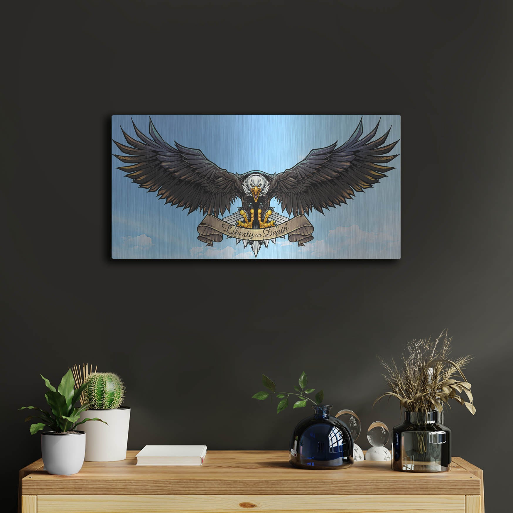 Luxe Metal Art 'American Eagle Sky' by Flyland Designs, Metal Wall Art,24x12