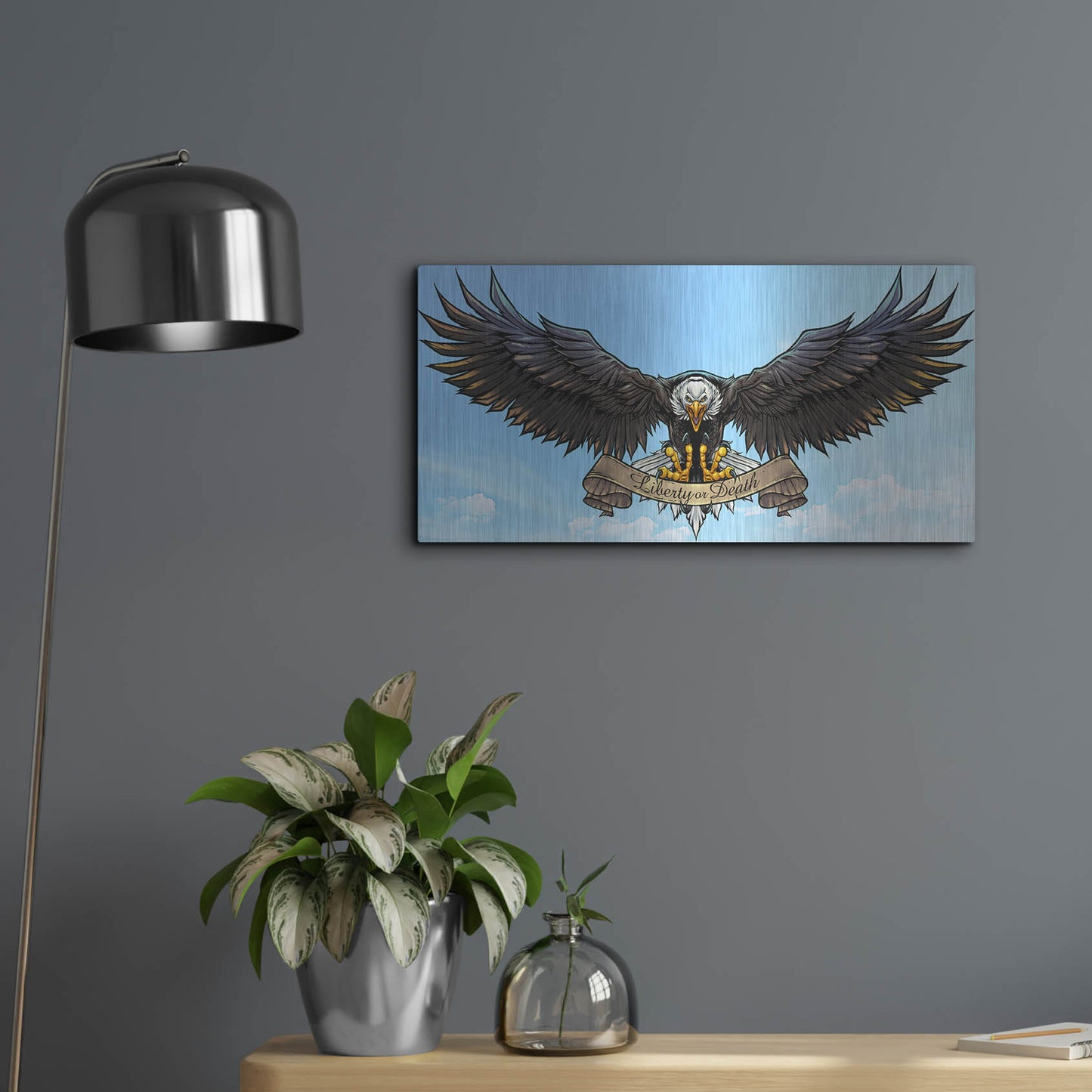 Luxe Metal Art 'American Eagle Sky' by Flyland Designs, Metal Wall Art,24x12