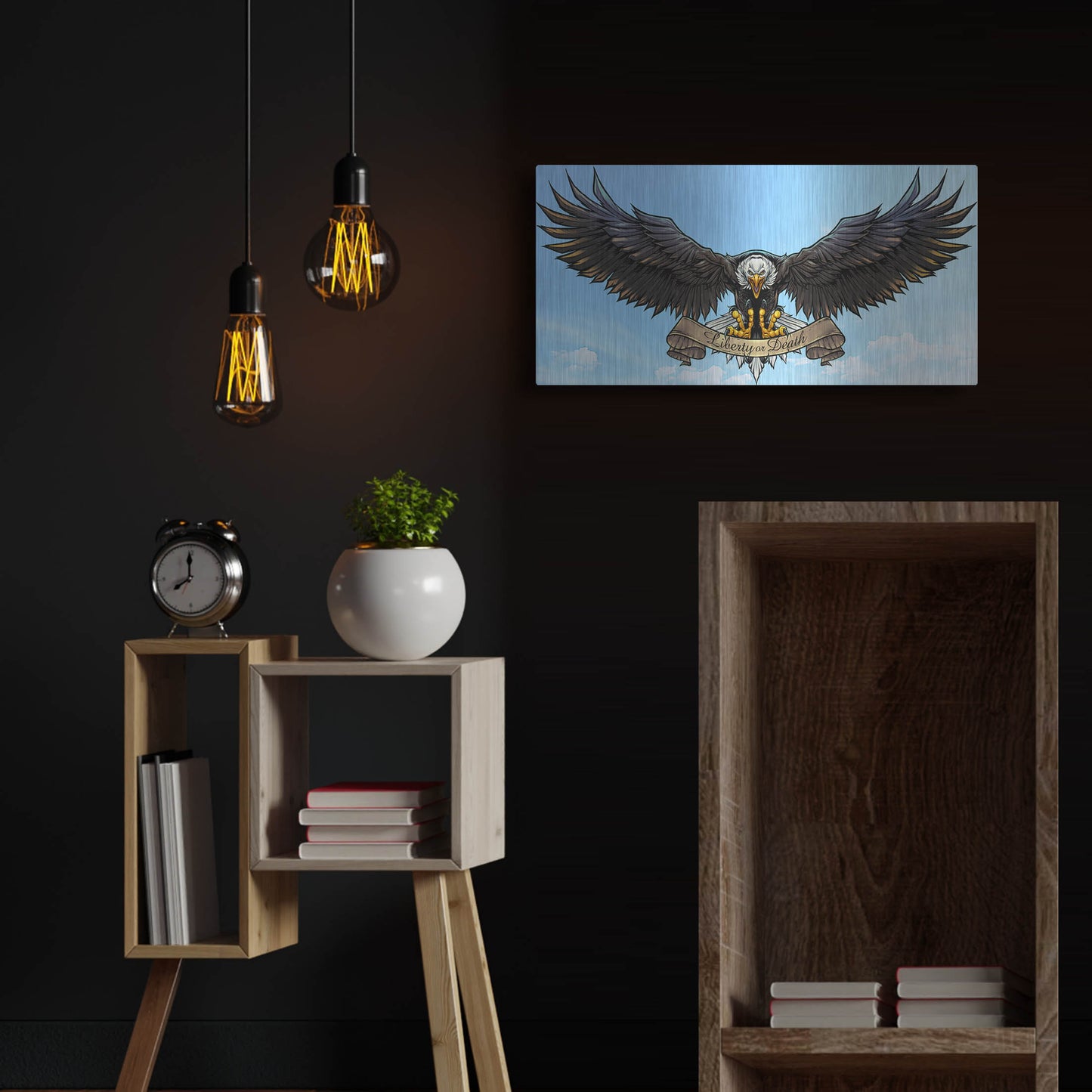 Luxe Metal Art 'American Eagle Sky' by Flyland Designs, Metal Wall Art,24x12