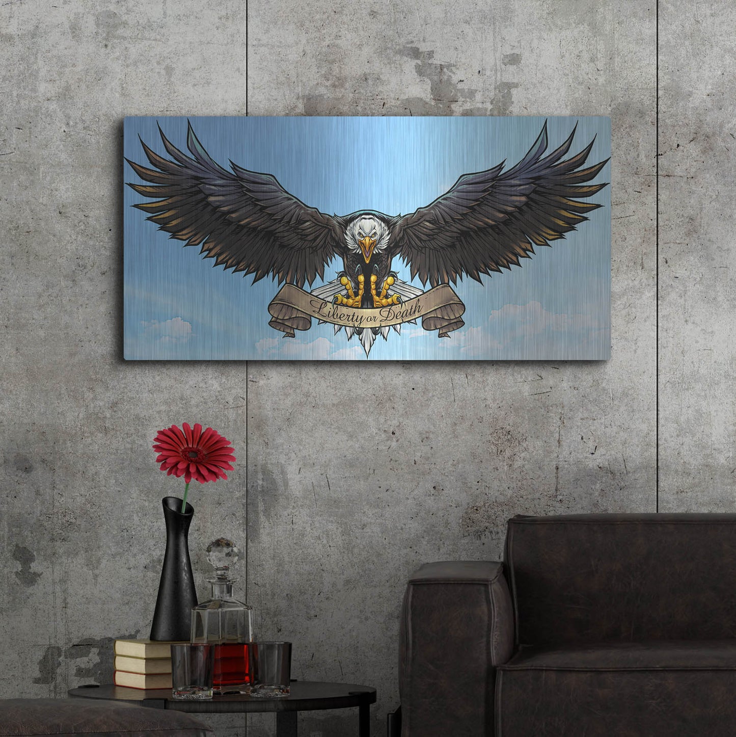 Luxe Metal Art 'American Eagle Sky' by Flyland Designs, Metal Wall Art,48x24