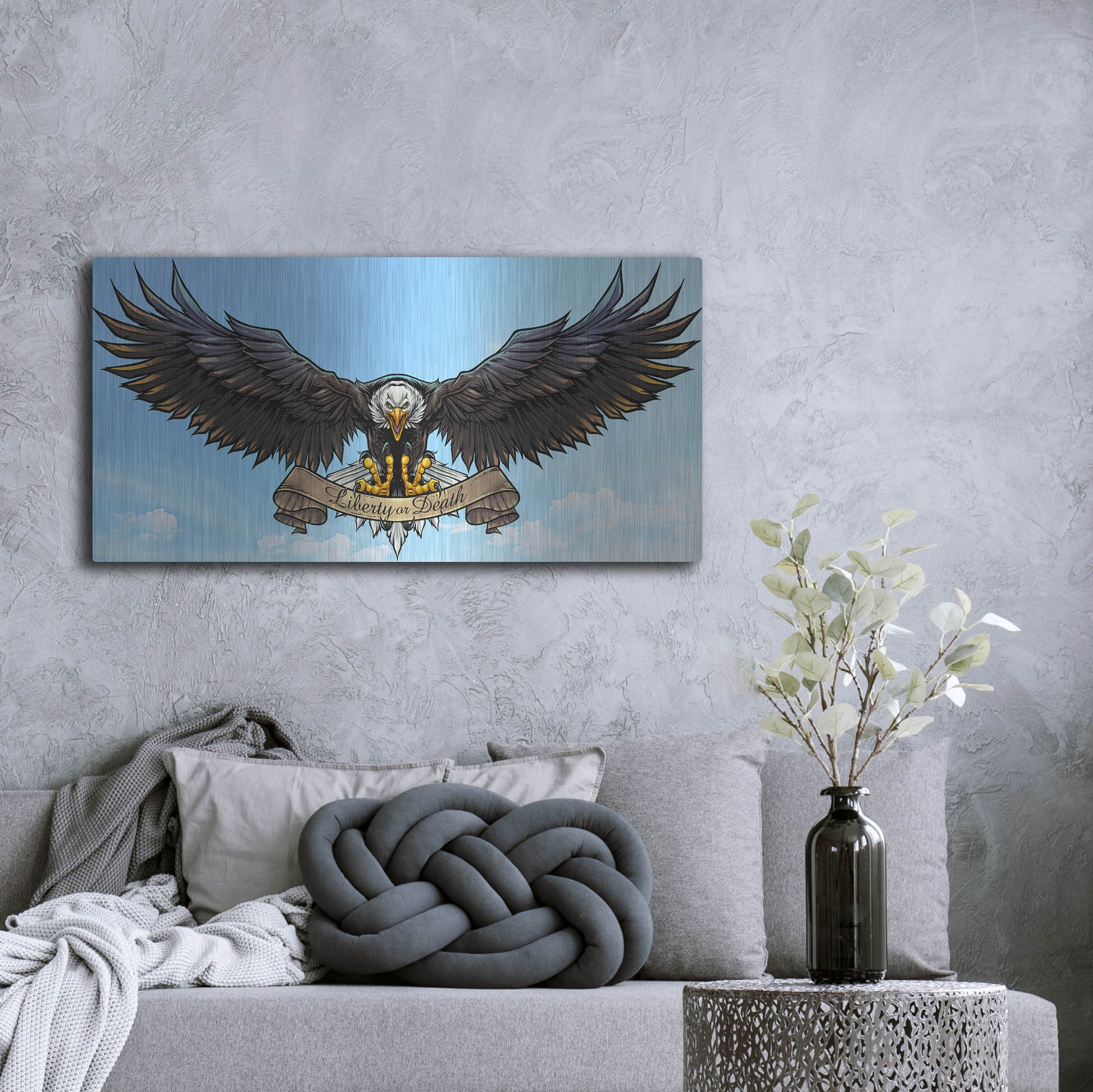 Luxe Metal Art 'American Eagle Sky' by Flyland Designs, Metal Wall Art,48x24