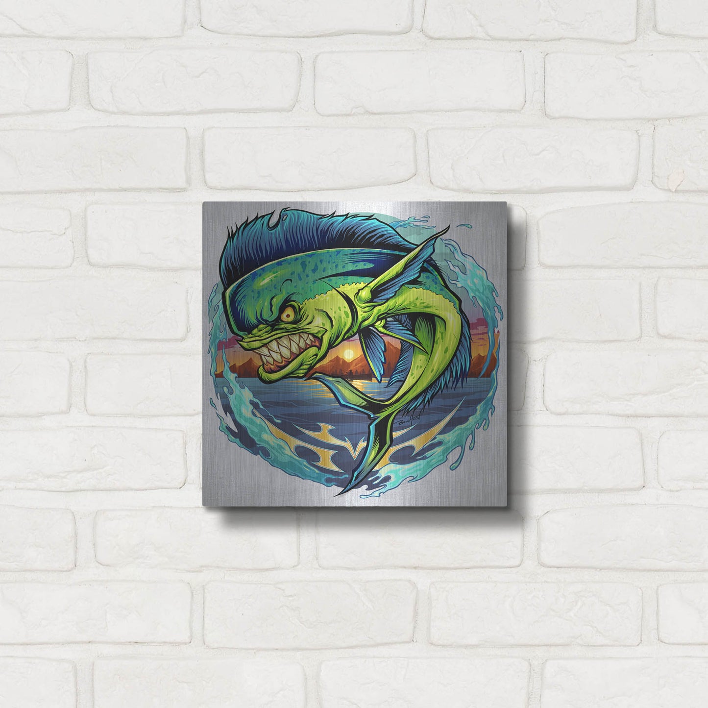 Luxe Metal Art 'Angry Mahi-Mahi' by Flyland Designs, Metal Wall Art,12x12