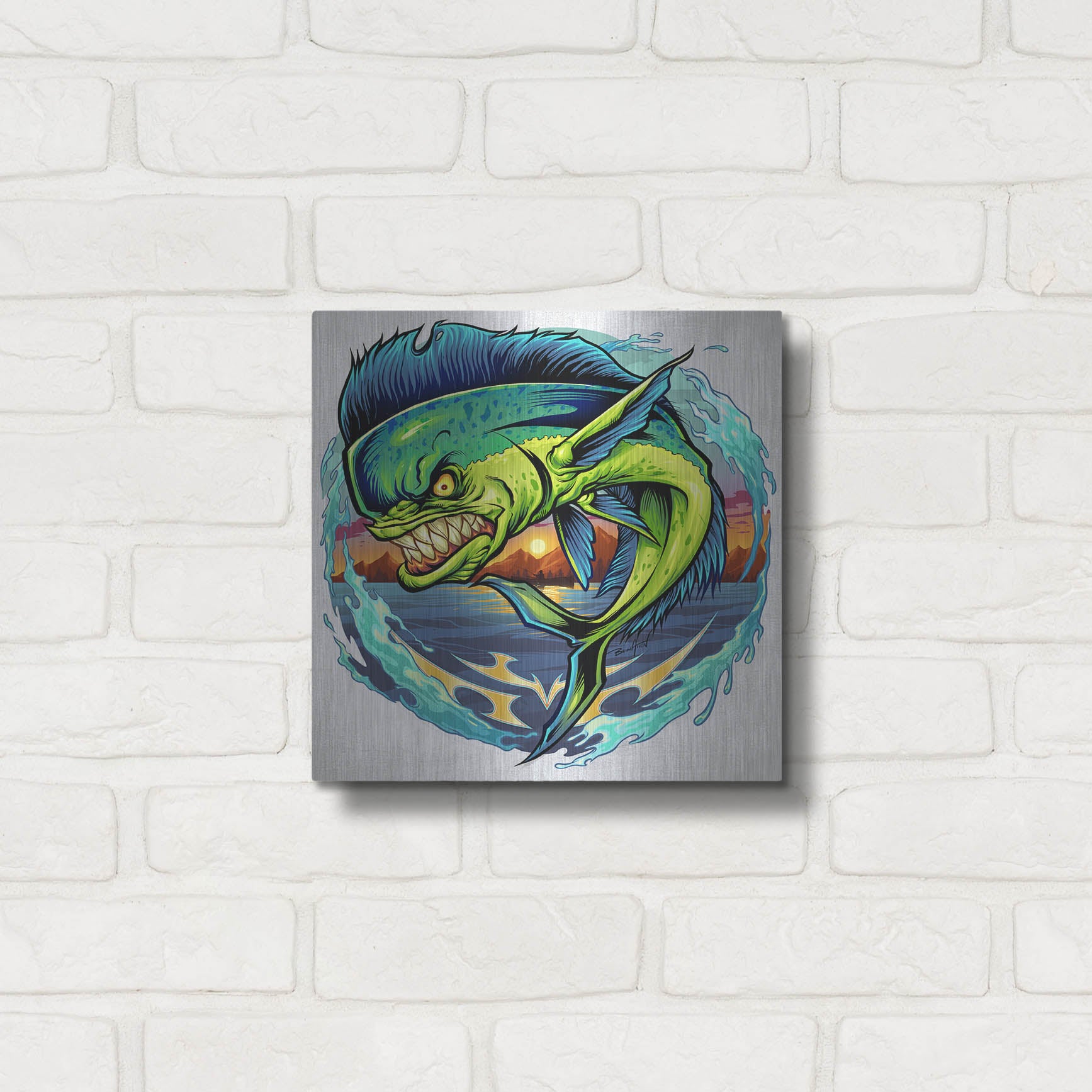 Luxe Metal Art 'Angry Mahi-Mahi' by Flyland Designs, Metal Wall Art,12x12
