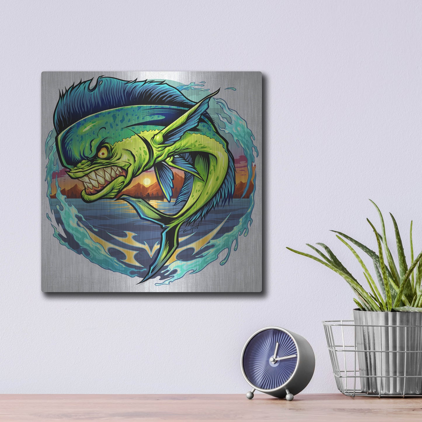 Luxe Metal Art 'Angry Mahi-Mahi' by Flyland Designs, Metal Wall Art,12x12