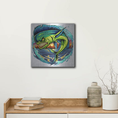 Luxe Metal Art 'Angry Mahi-Mahi' by Flyland Designs, Metal Wall Art,12x12