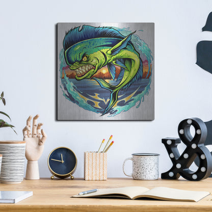 Luxe Metal Art 'Angry Mahi-Mahi' by Flyland Designs, Metal Wall Art,12x12