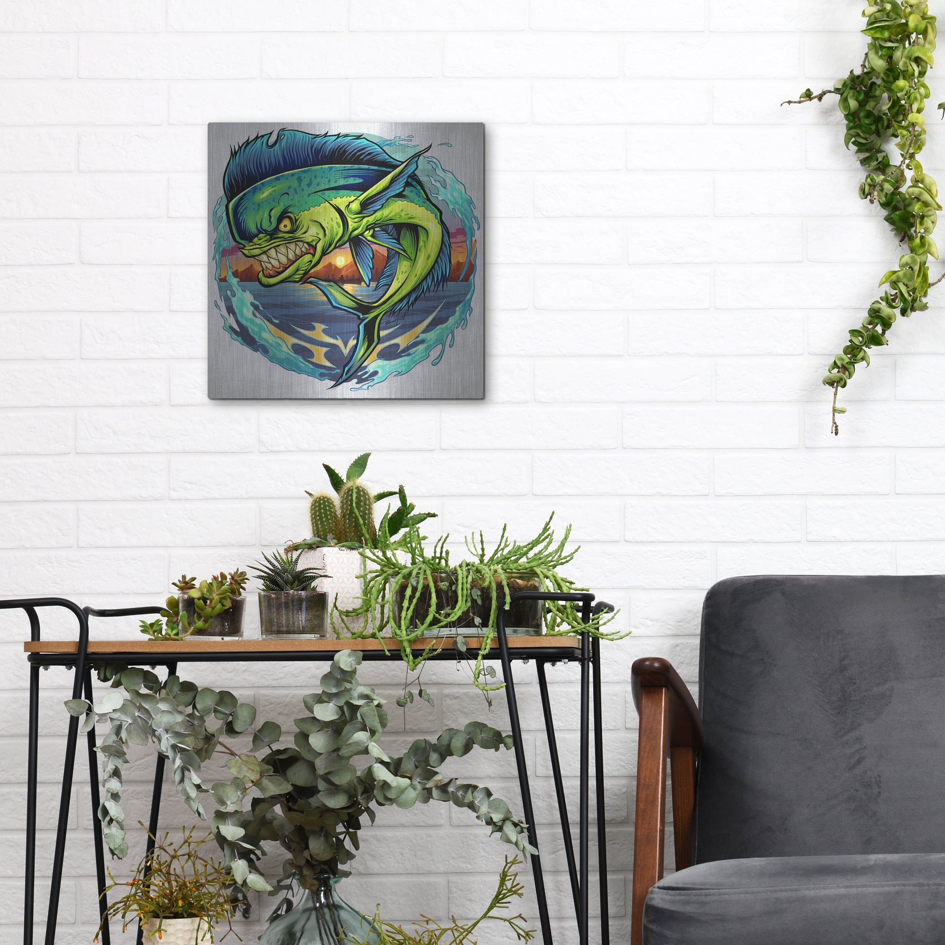 Luxe Metal Art 'Angry Mahi-Mahi' by Flyland Designs, Metal Wall Art,12x12