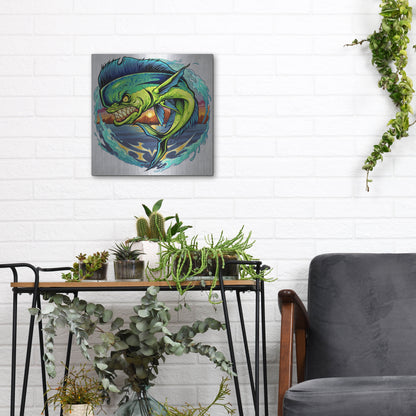 Luxe Metal Art 'Angry Mahi-Mahi' by Flyland Designs, Metal Wall Art,12x12