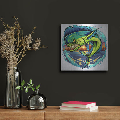 Luxe Metal Art 'Angry Mahi-Mahi' by Flyland Designs, Metal Wall Art,12x12
