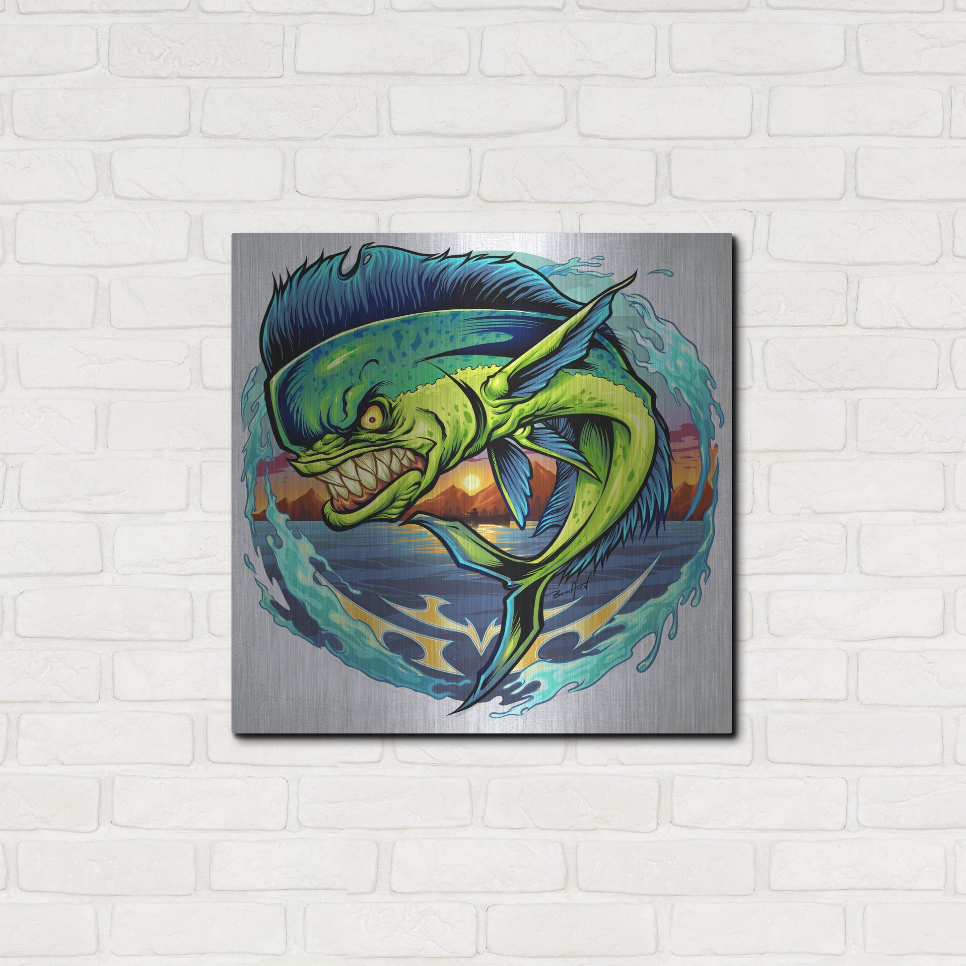 Luxe Metal Art 'Angry Mahi-Mahi' by Flyland Designs, Metal Wall Art,24x24