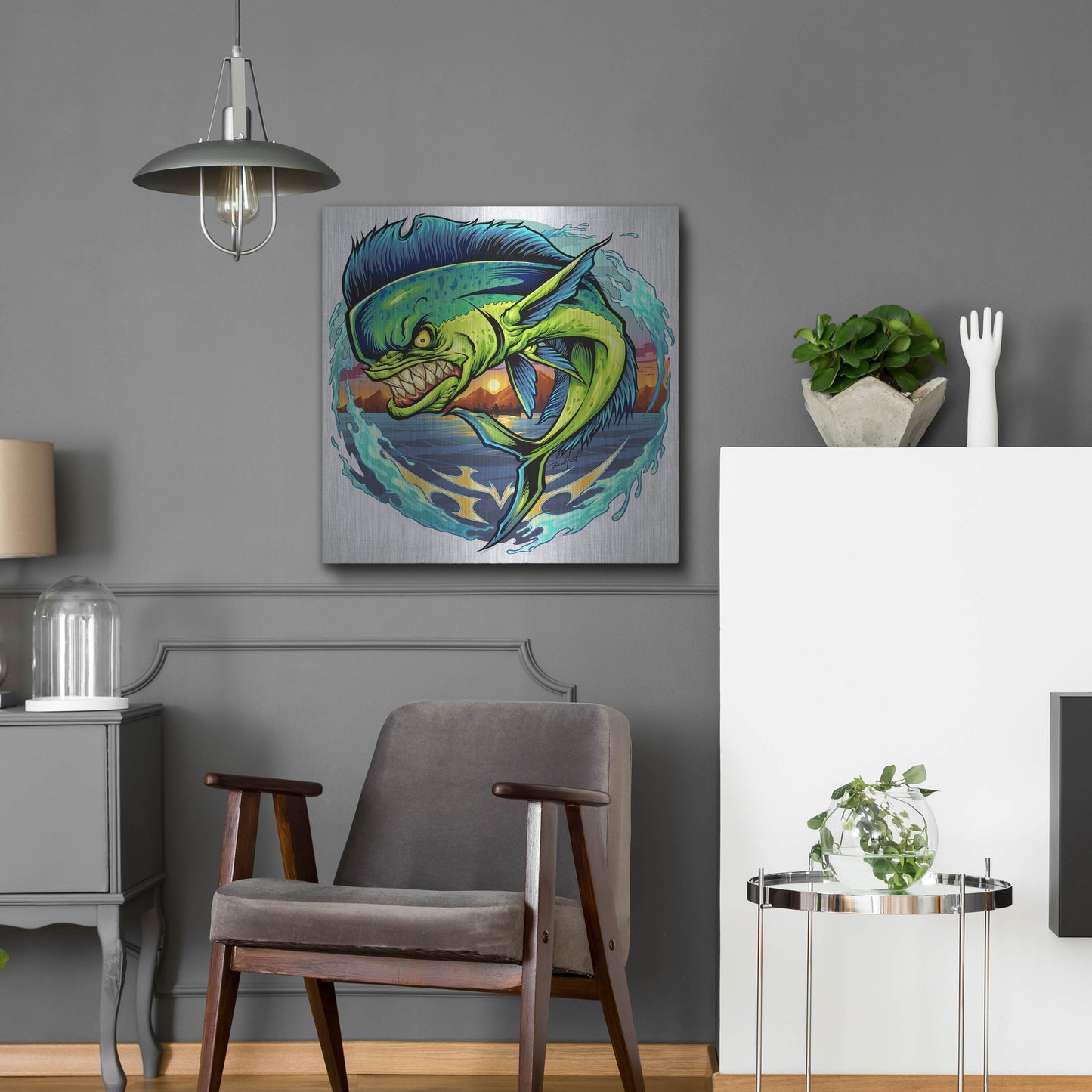 Luxe Metal Art 'Angry Mahi-Mahi' by Flyland Designs, Metal Wall Art,24x24