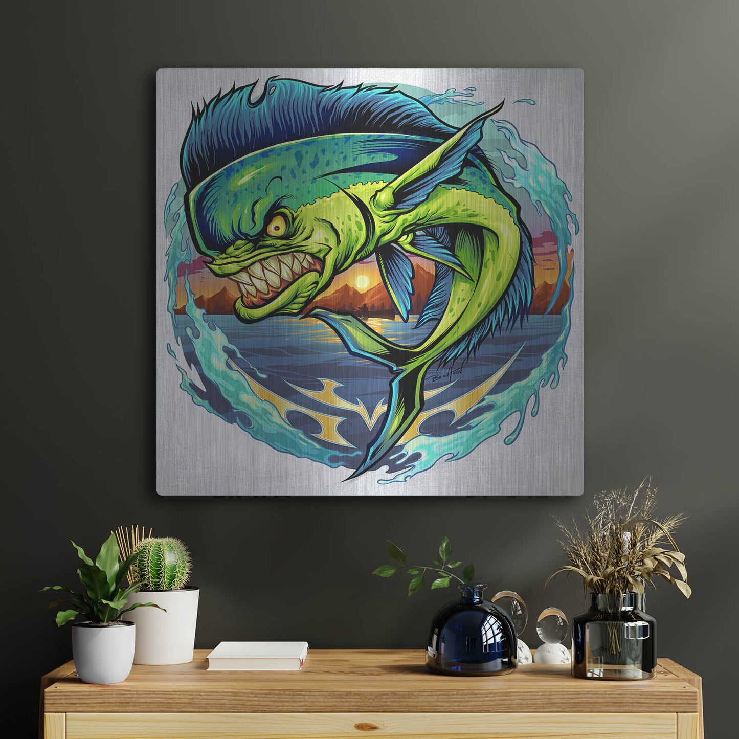 Luxe Metal Art 'Angry Mahi-Mahi' by Flyland Designs, Metal Wall Art,24x24