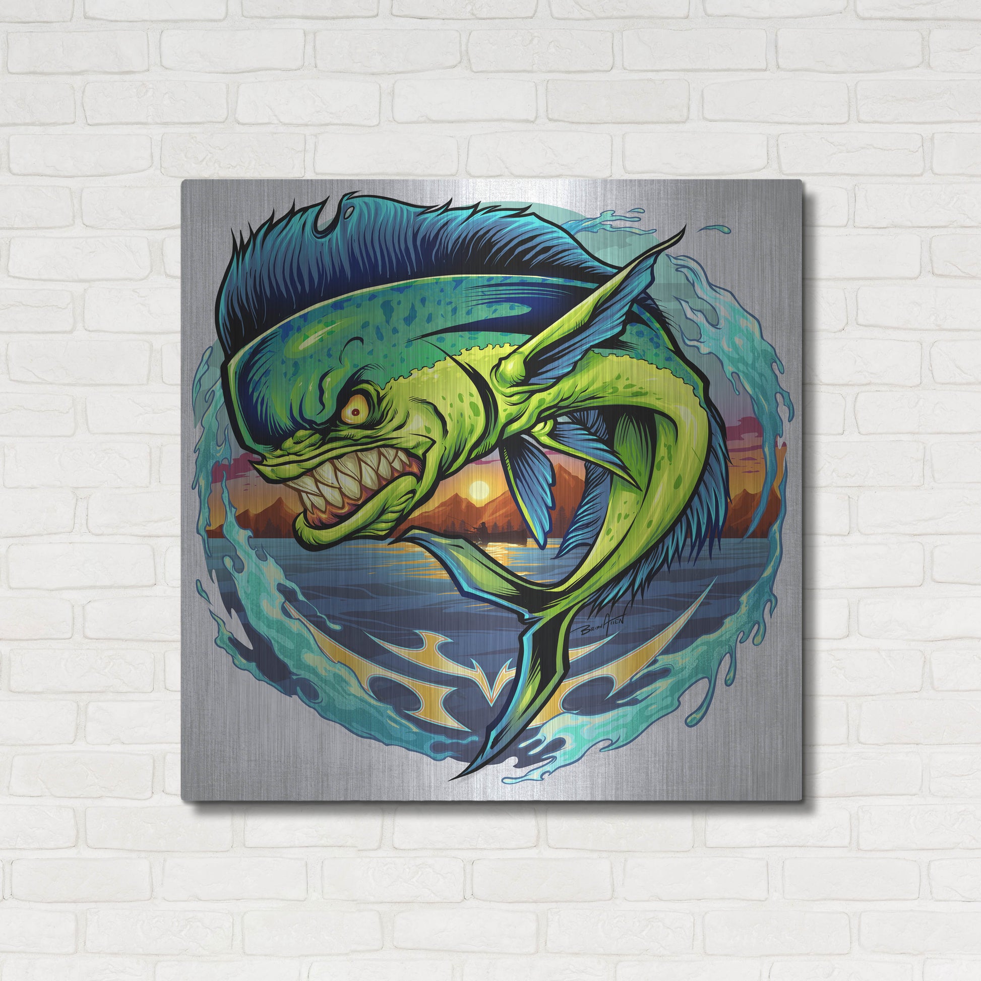 Luxe Metal Art 'Angry Mahi-Mahi' by Flyland Designs, Metal Wall Art,36x36