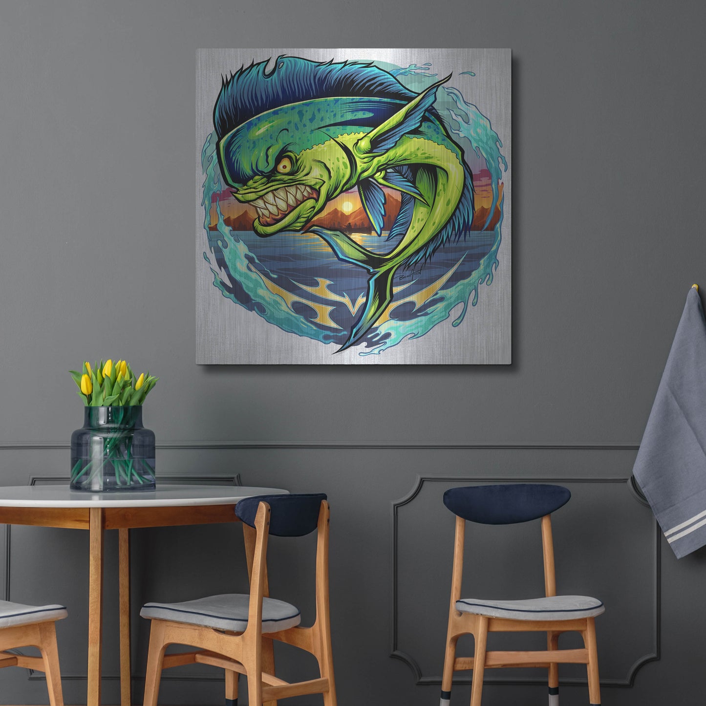 Luxe Metal Art 'Angry Mahi-Mahi' by Flyland Designs, Metal Wall Art,36x36