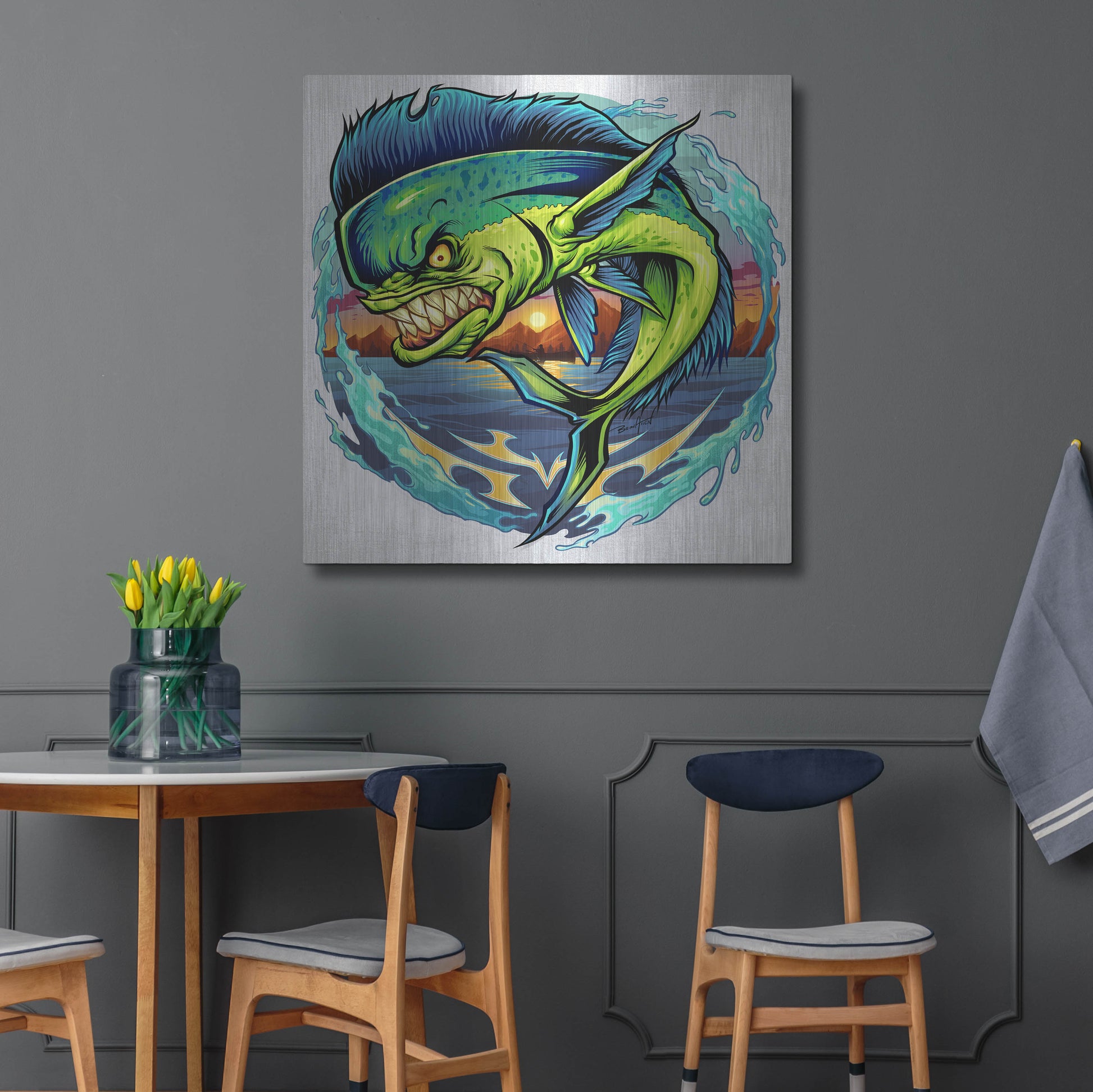 Luxe Metal Art 'Angry Mahi-Mahi' by Flyland Designs, Metal Wall Art,36x36